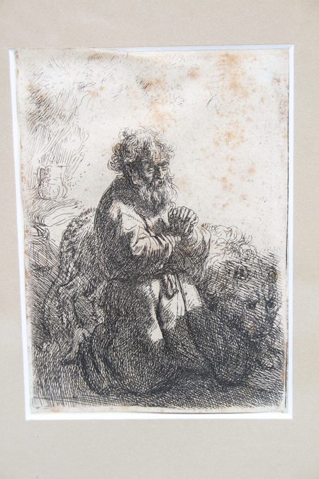 Rembrandt Etching "St. Jerome, Kneeling in Prayer"