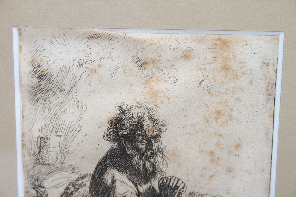 Rembrandt Etching "St. Jerome, Kneeling in Prayer"
