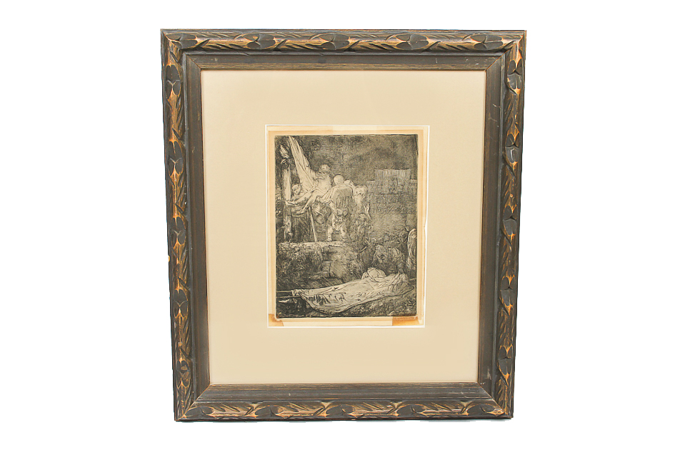 Rembrandt Etching "The Descent from the Cross by Torchlight" 1654