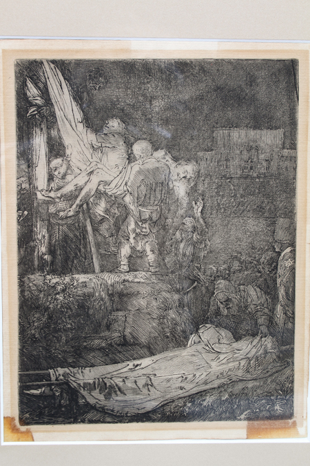 Rembrandt Etching "The Descent from the Cross by Torchlight" 1654