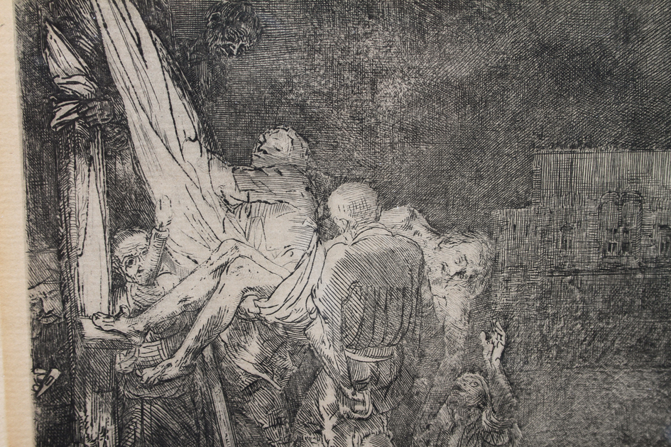 Rembrandt Etching "The Descent from the Cross by Torchlight" 1654