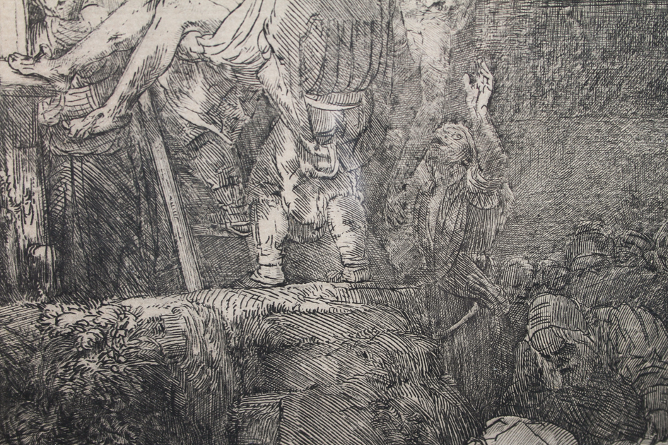 Rembrandt Etching "The Descent from the Cross by Torchlight" 1654