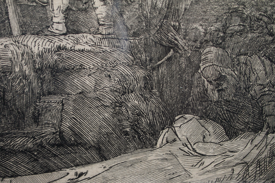 Rembrandt Etching "The Descent from the Cross by Torchlight" 1654
