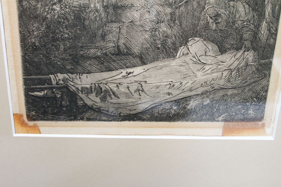 Rembrandt Etching "The Descent from the Cross by Torchlight" 1654