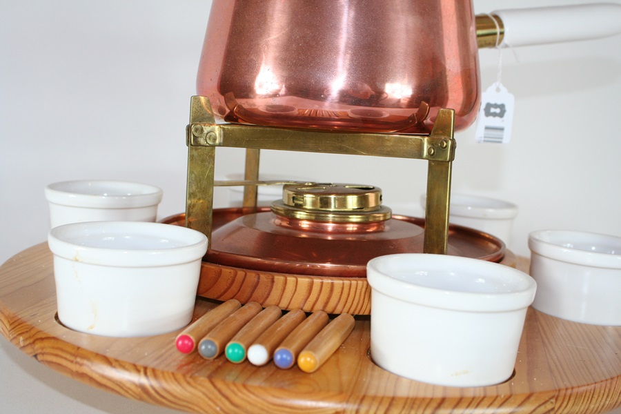 Complete Vintage Copper Fondue Set
