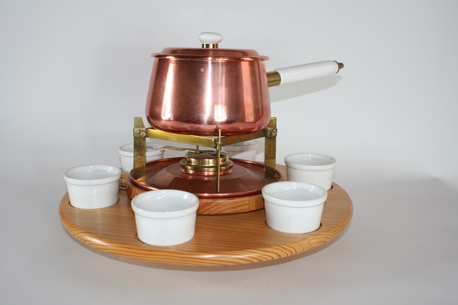 Complete Vintage Copper Fondue Set