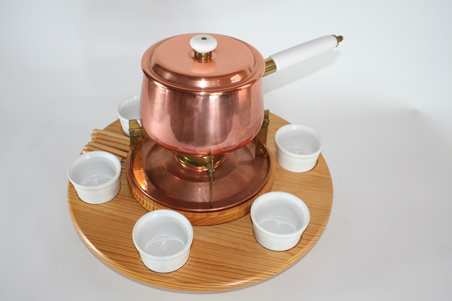 Complete Vintage Copper Fondue Set
