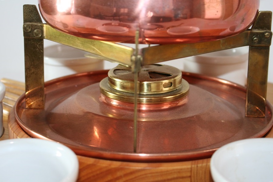 Complete Vintage Copper Fondue Set