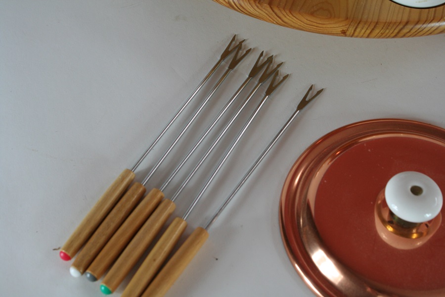 Complete Vintage Copper Fondue Set
