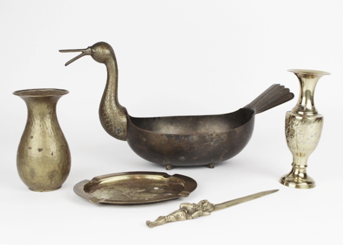 Five Vintage Brass Decor Pieces