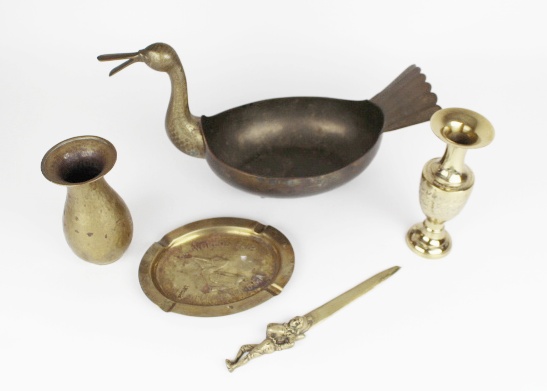 Five Vintage Brass Decor Pieces