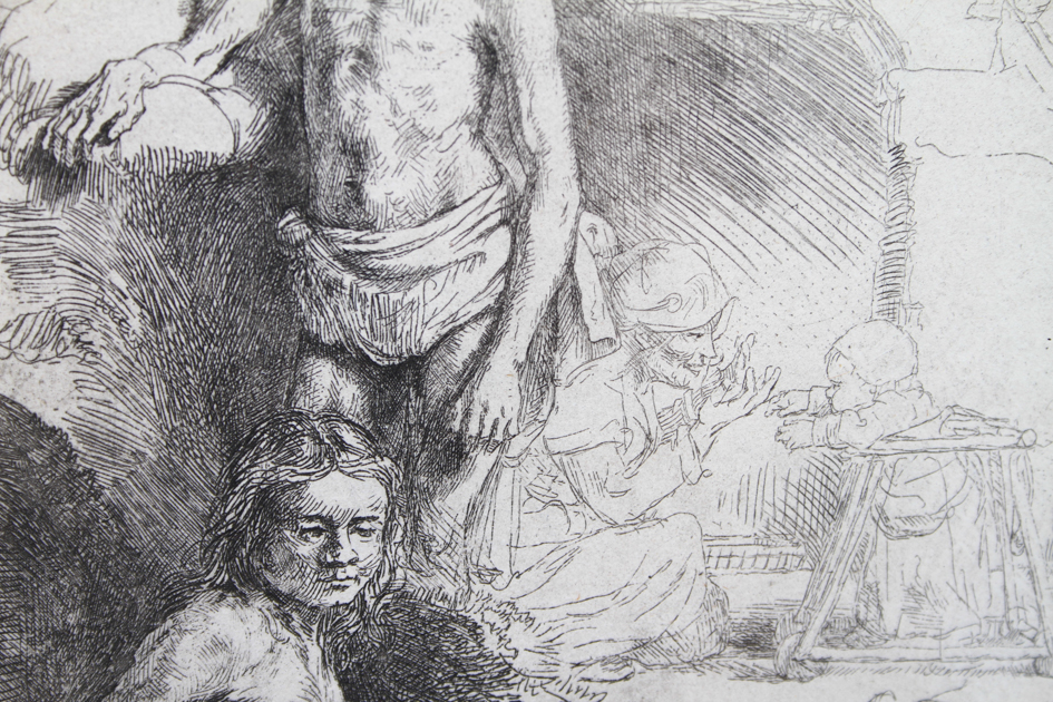 Rembrandt Etching "Nude Man Standing and Another Seated"