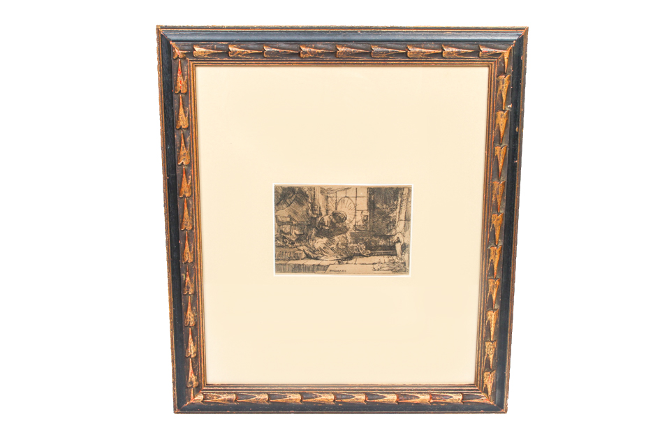 Rembrandt Etching "The Virgin and Child with Cat and Serpent"