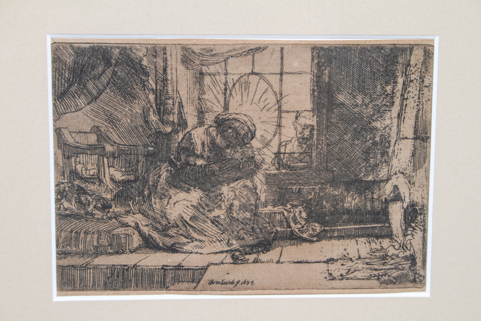 Rembrandt Etching "The Virgin and Child with Cat and Serpent"