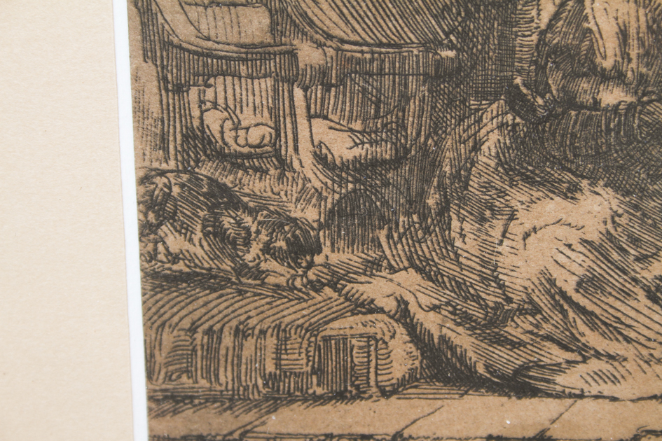 Rembrandt Etching "The Virgin and Child with Cat and Serpent"