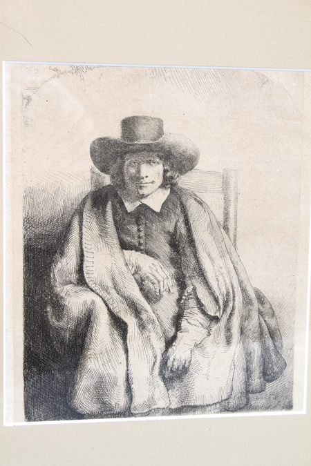 Rembrandt Etching "Clement de Jonghe, Printseller"