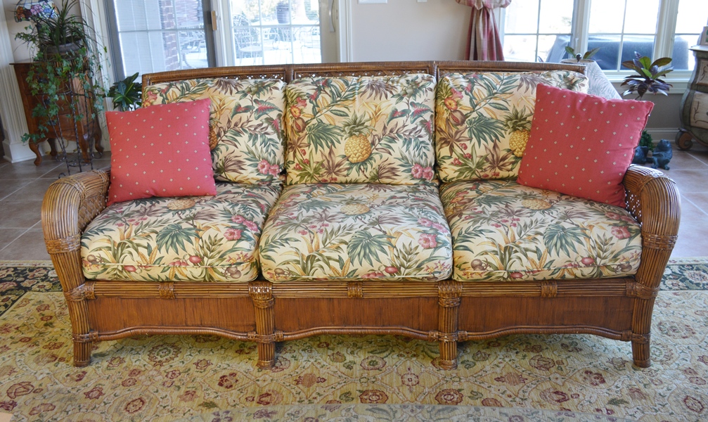 Indoor Natural Wicker Sofa by Lane Venture