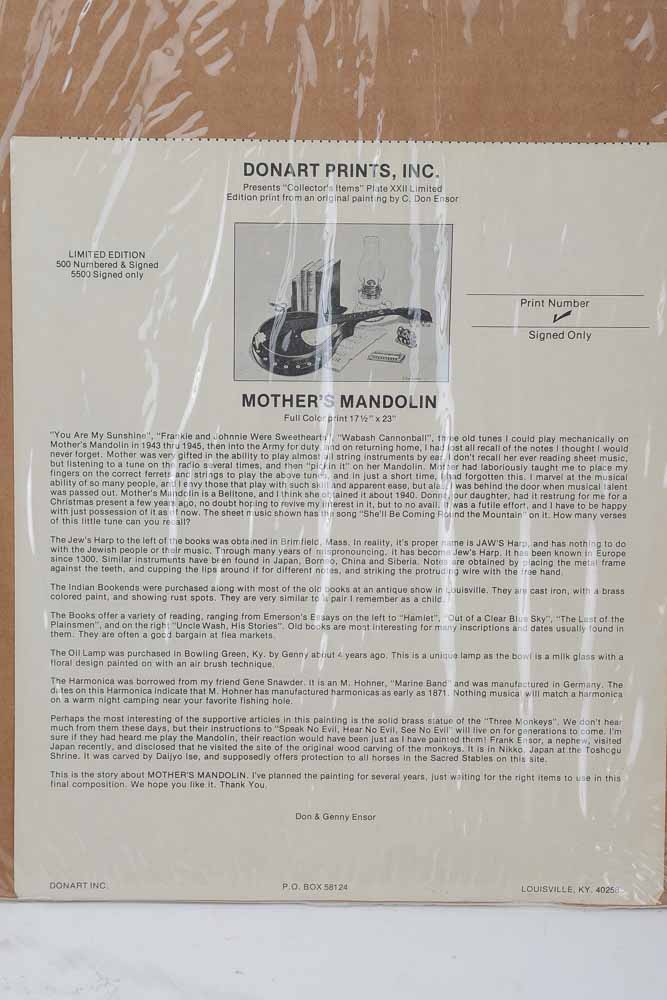 "Mother's Mandolin" Print by C. Don Ensor