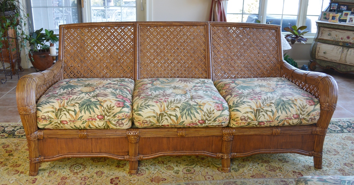 Indoor Natural Wicker Sofa by Lane Venture