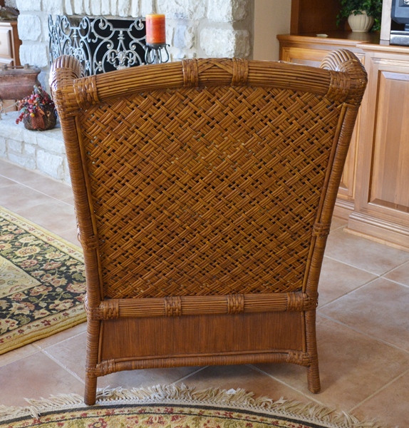 Indoor Natural Wicker Wing Chair and Ottoman by Lane Venture