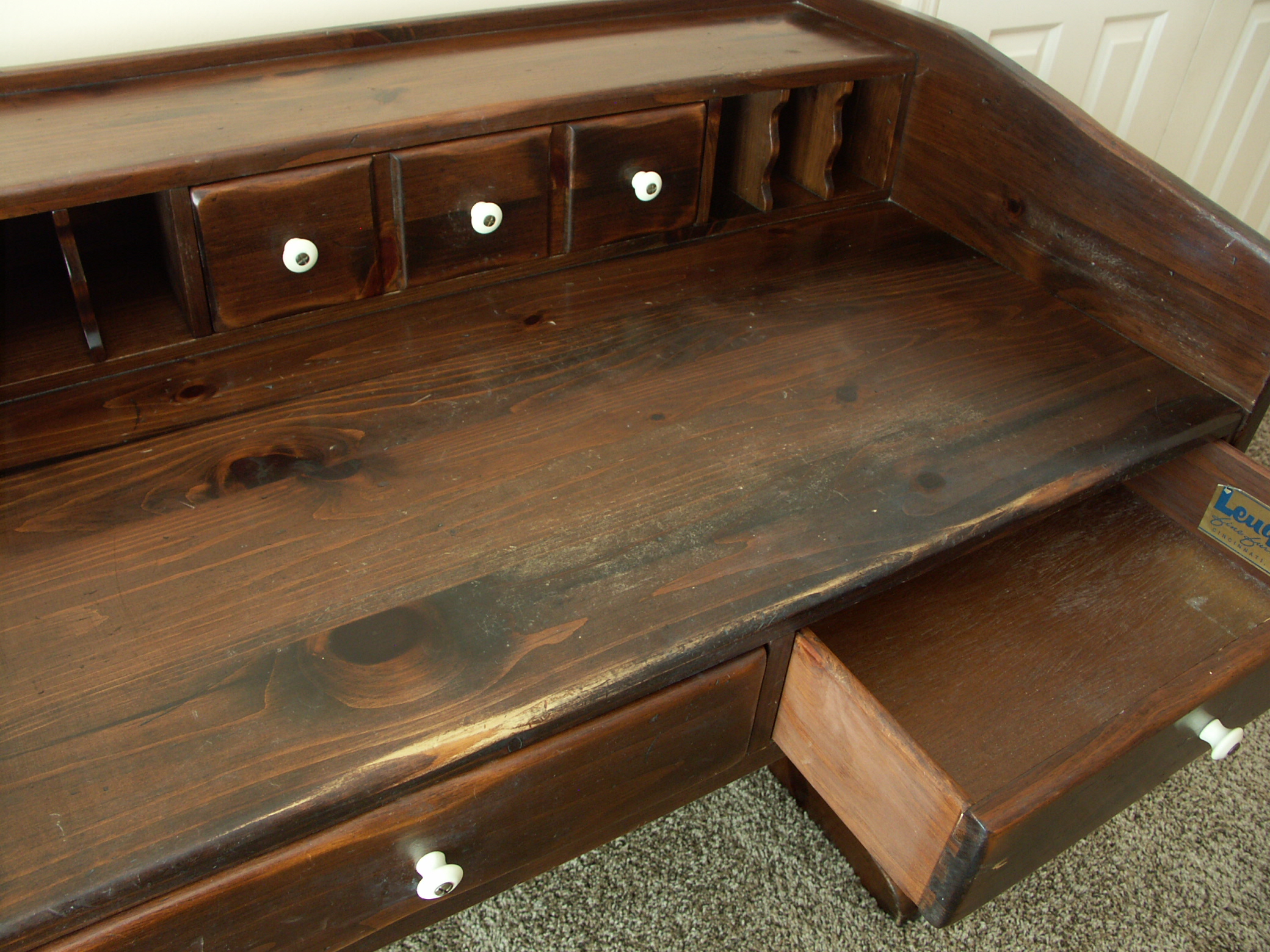 Vintage Ethan Allen Pine Trestle Style Desk