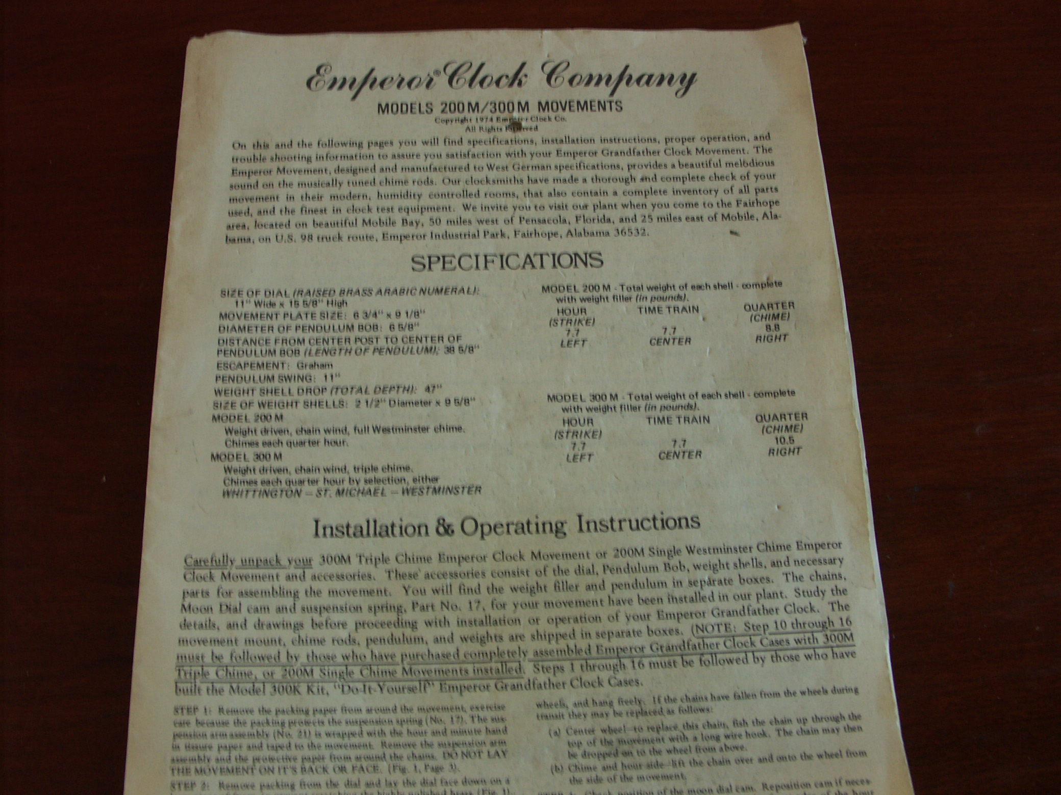 Emperor Black Walnut Grandfather Clock