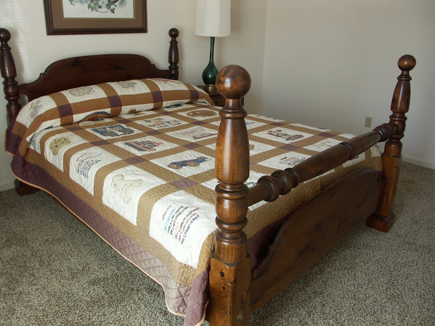 Queen Size Pine Cannonball Bed