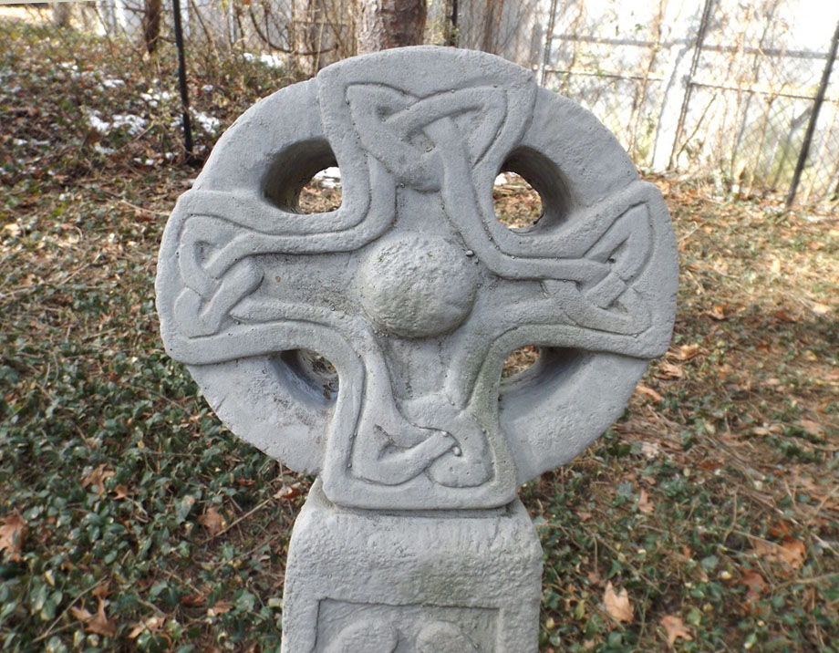 Carved Stone Celtic Cross Garden Sculpture