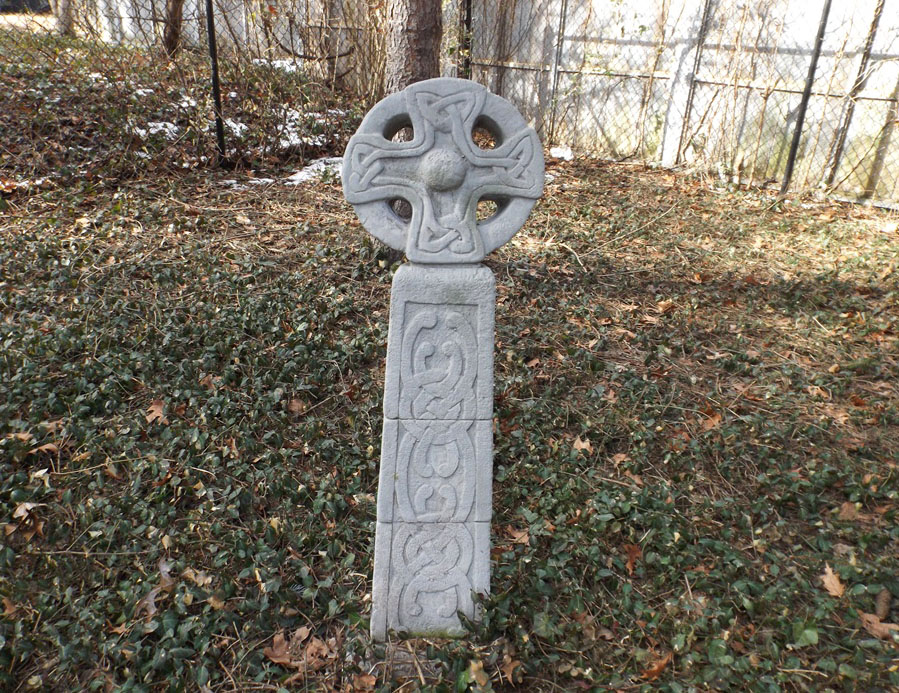Carved Stone Celtic Cross Garden Sculpture