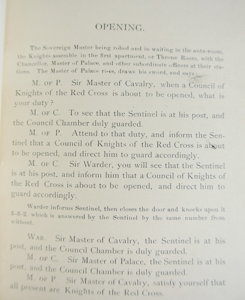 Grand Commandery "Order Of Knight Of The Red Cross" Ritual Book