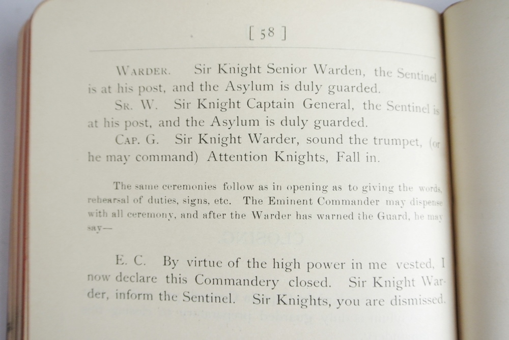 Grand Commandery "Order Of Knight Of The Red Cross" Ritual Book