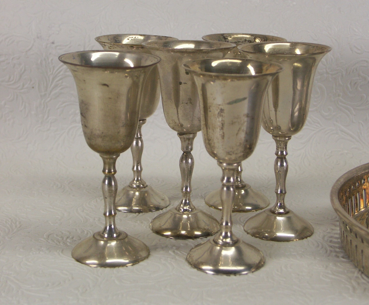 Vintage India Silver Plate Tray and Cordial Goblets