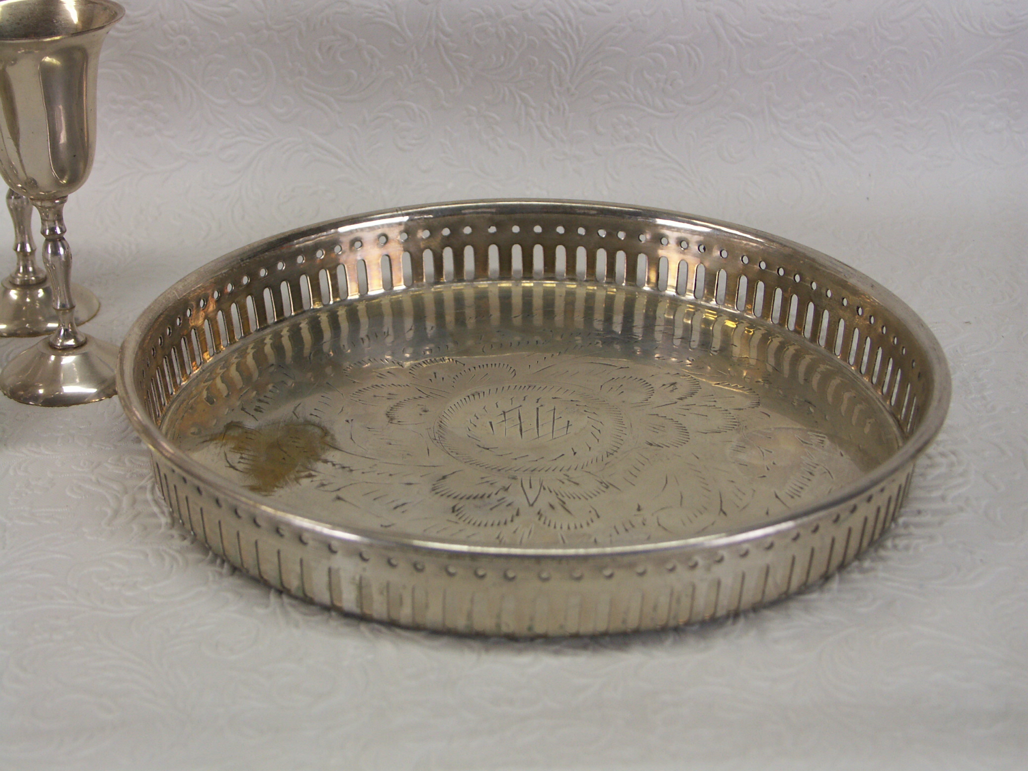 Vintage India Silver Plate Tray and Cordial Goblets