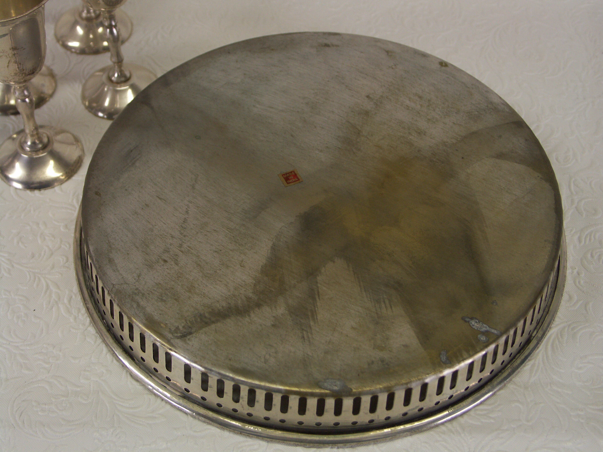 Vintage India Silver Plate Tray and Cordial Goblets