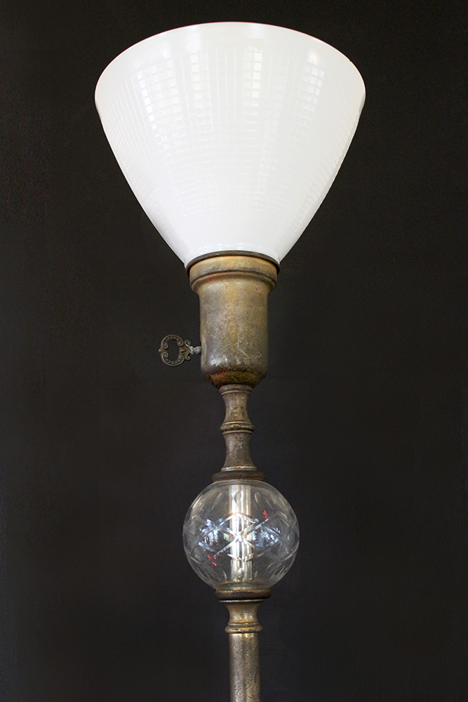 Vintage Brass and Milk Glass Floor Lamp