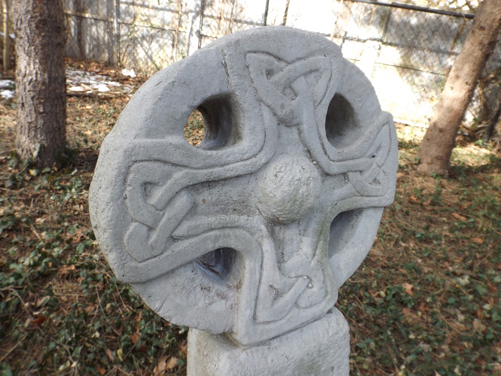 Carved Stone Celtic Cross Garden Sculpture