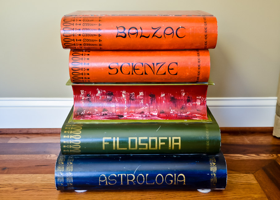 Metal Faux Book Stack End Table