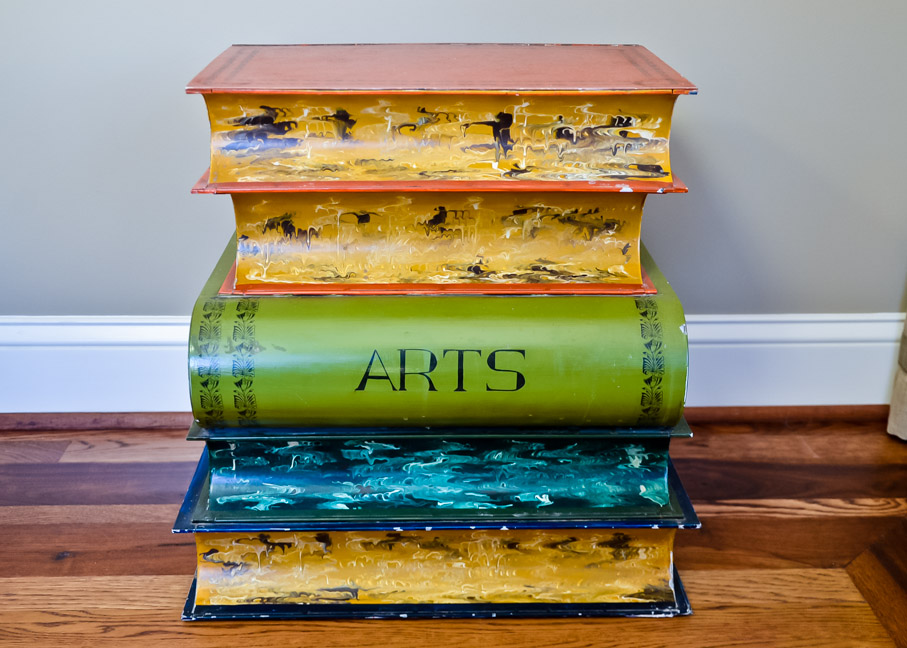 Metal Faux Book Stack End Table