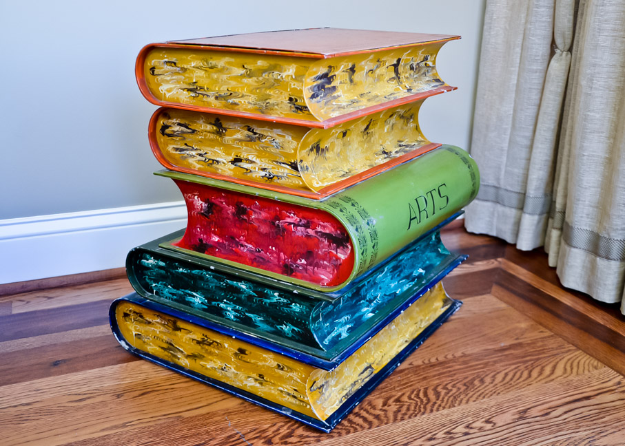 Metal Faux Book Stack End Table