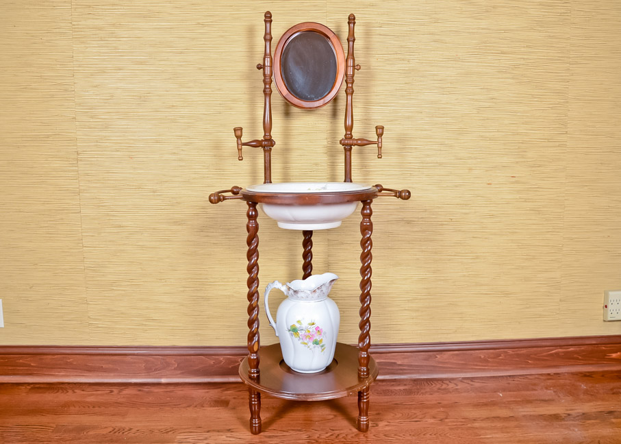 Antique Wash Stand with Basin and Pitcher