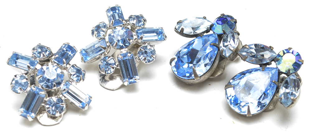 Vintage Blue Crystal Rhinestone Jewelry Collection