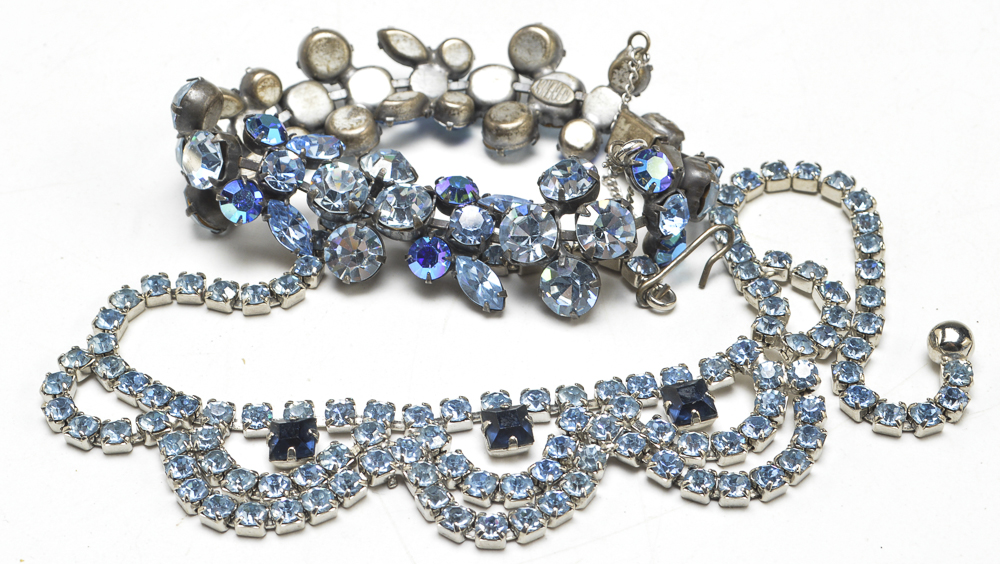 Vintage Blue Crystal Rhinestone Jewelry Collection