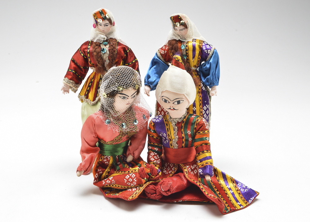 Four Turkish Cloth Tourist Dolls