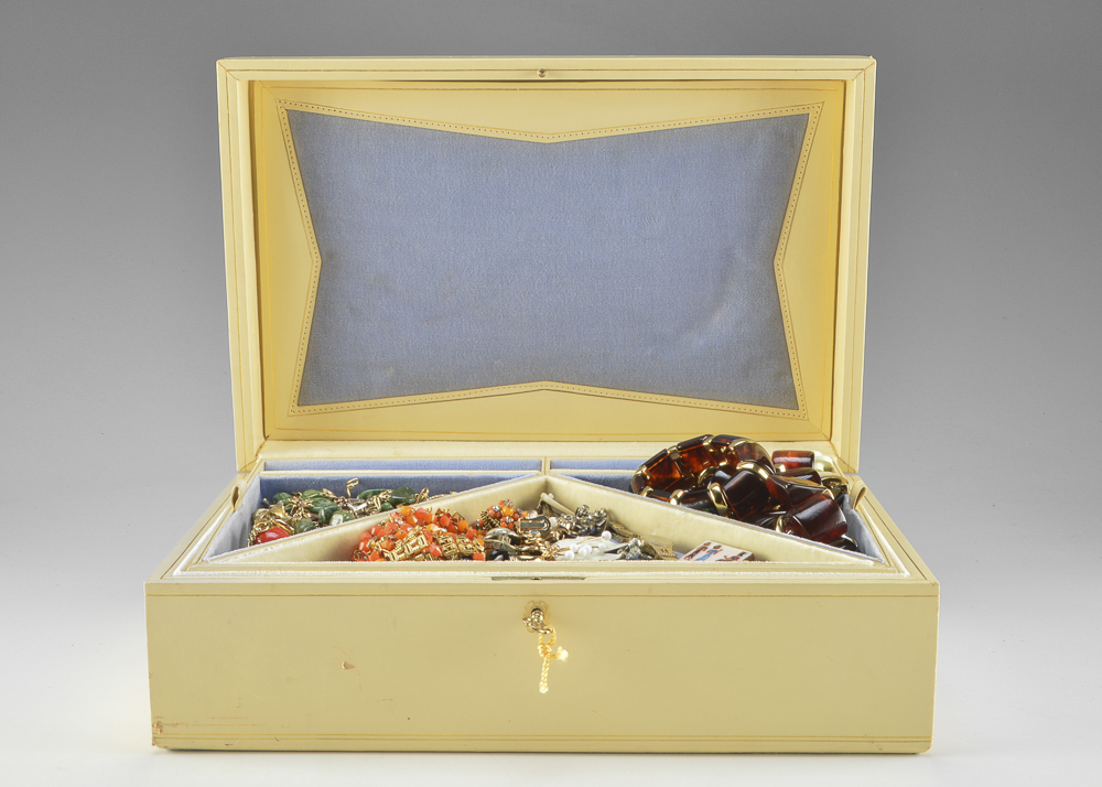Vintage Jewelry Box Filled with Vintage Jewelry Collection