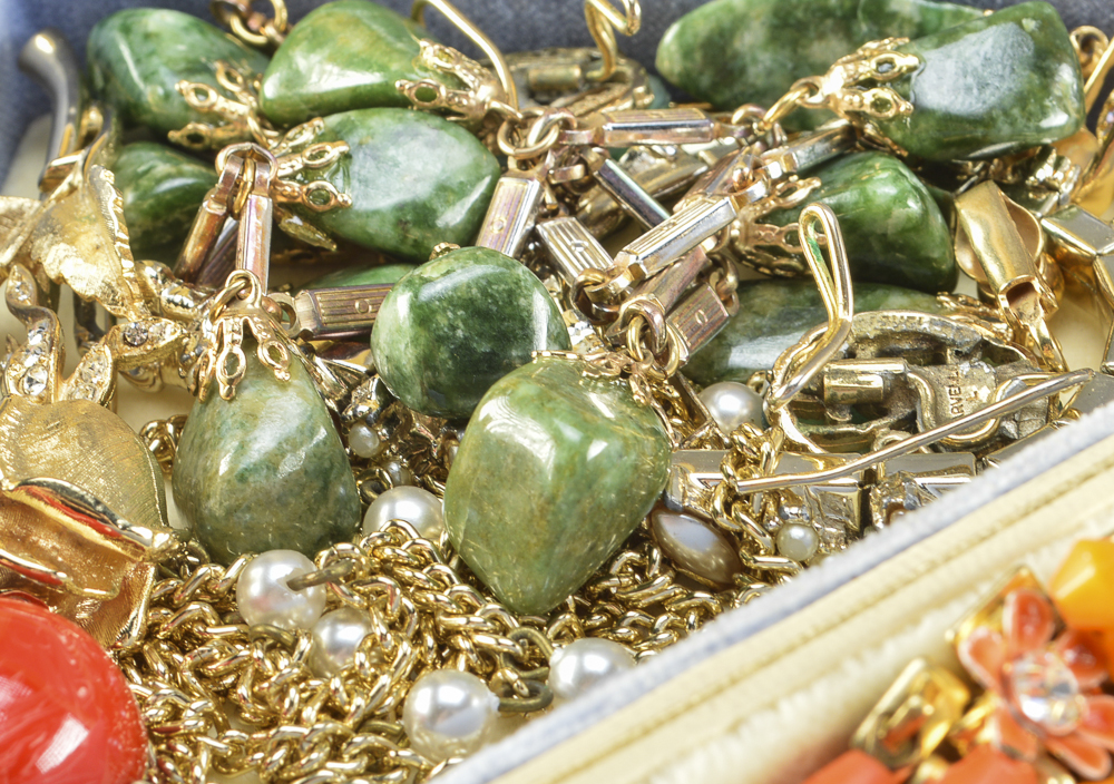 Vintage Jewelry Box Filled with Vintage Jewelry Collection