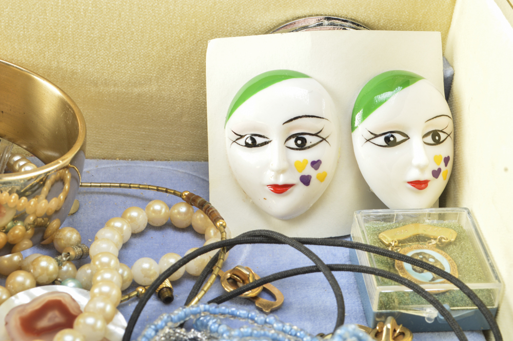 Vintage Jewelry Box Filled with Vintage Jewelry Collection