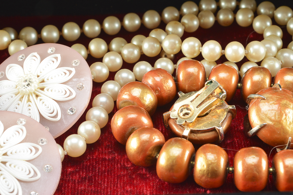 Vintage Jewelry Box Filled with an Assortment of Jewelry