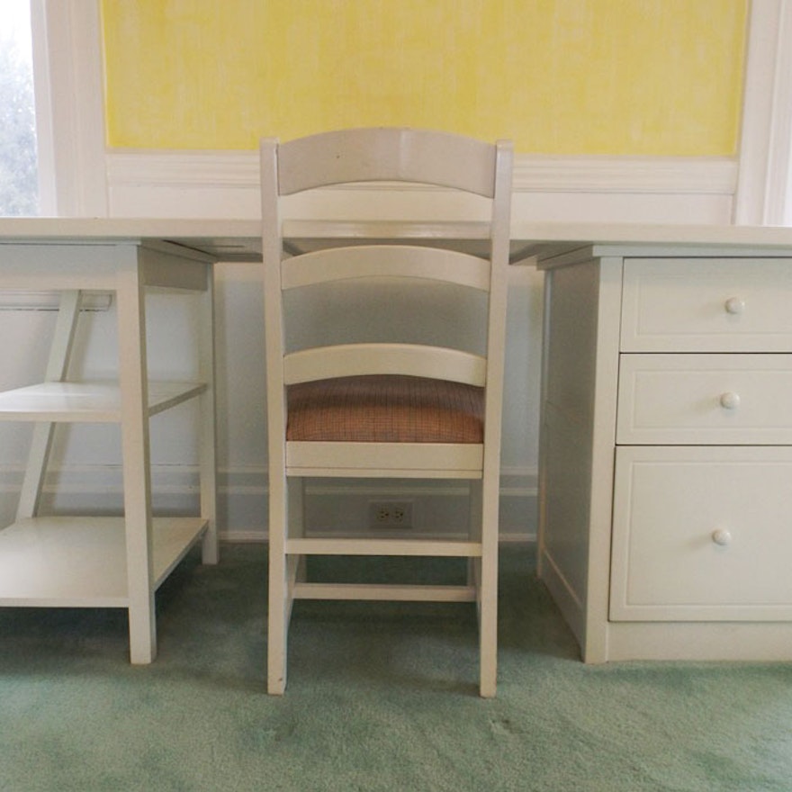 White Laminate Desk and White-Painted Chair