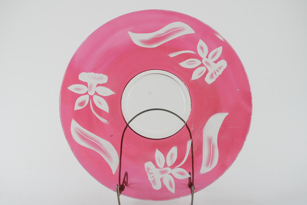 Vintage Sandwich Plate and Matching Candlesticks