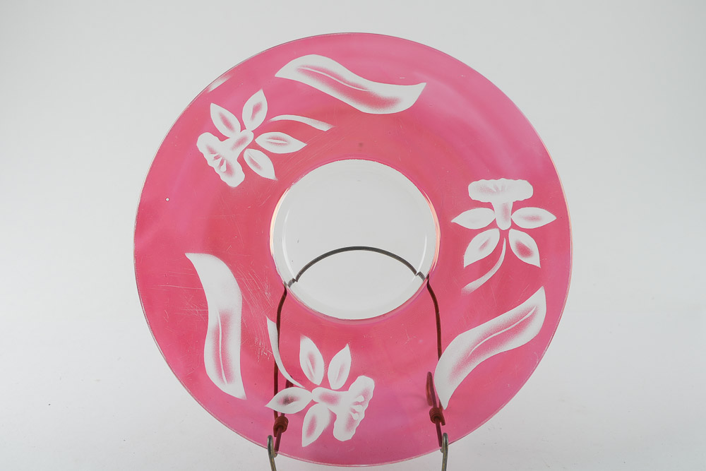 Vintage Sandwich Plate and Matching Candlesticks